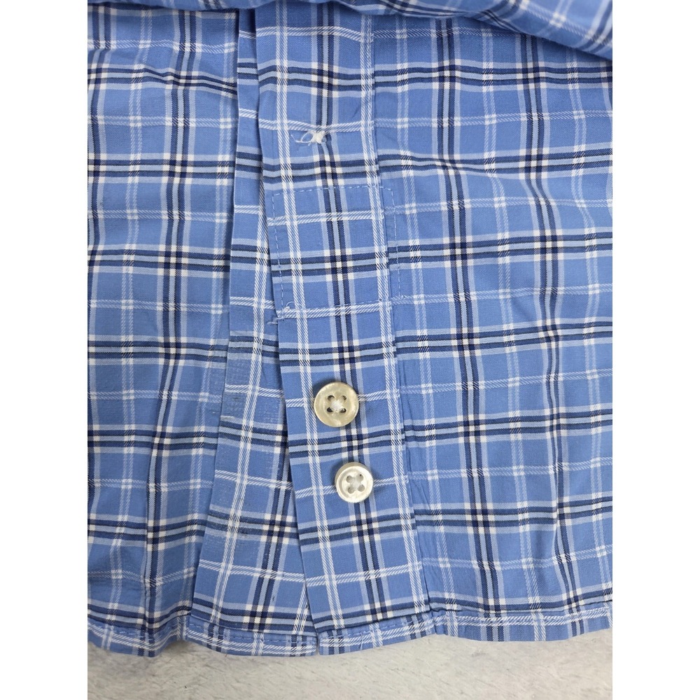 Peter Millar Crown Crafted Blue Plaid Button Down Men's Large Golf Dress Shirt - Picture 4 of 9